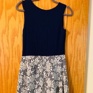 Navy blue sleeveless knit dress
